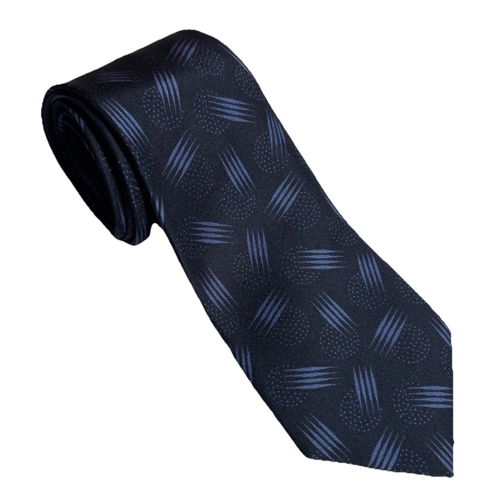 Giorgio Armani 100% Silk Tie Blue Geometric Y2K Print Made In Italy